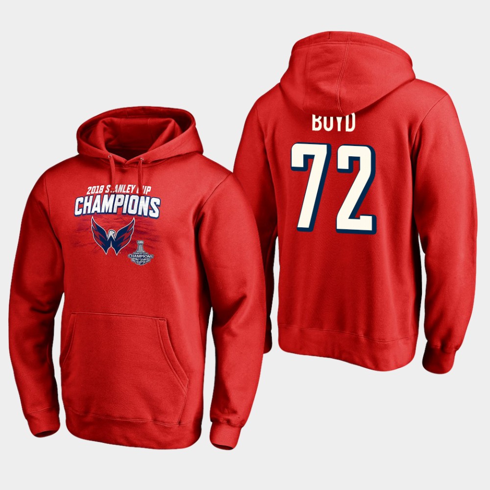 NHL Men Washington capitals #72 travis boyd 2018 stanley cup champions pullover hoodie